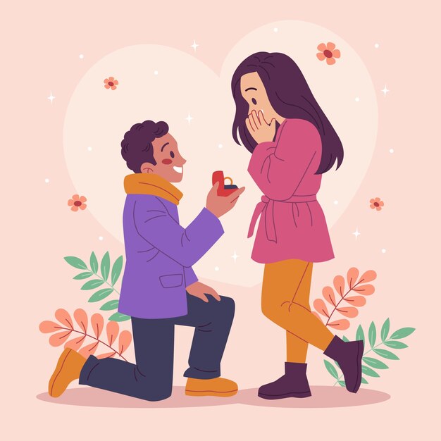 Flat propose day illustration