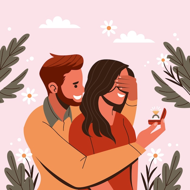 Flat propose day illustration