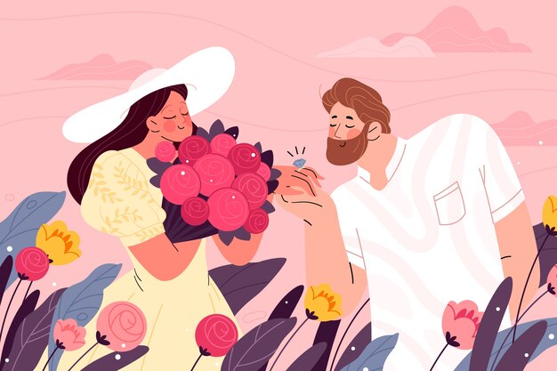 Flat propose day illustration