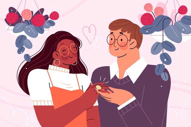 Flat propose day illustration