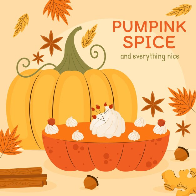 Flat pumpkin spice illustration