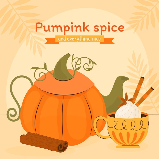 Free Vector flat pumpkin spice illustration