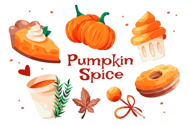 Flat pumpkin spice illustration