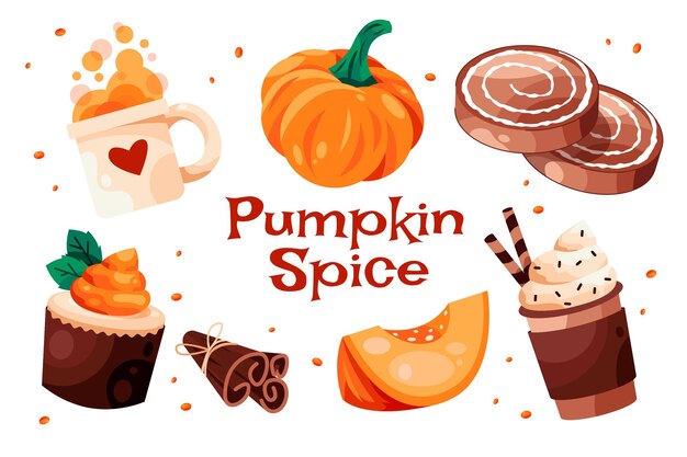 Flat pumpkin spice illustration