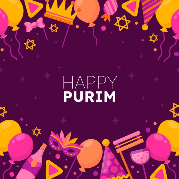 Flat purim illustration