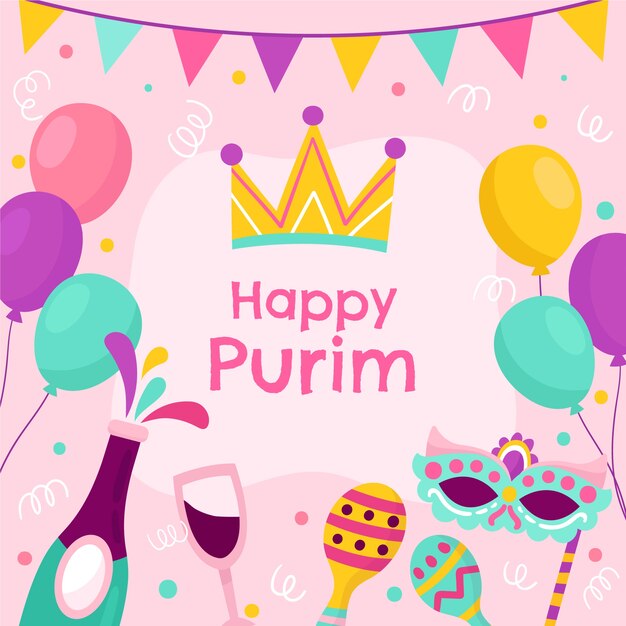 Flat purim illustration