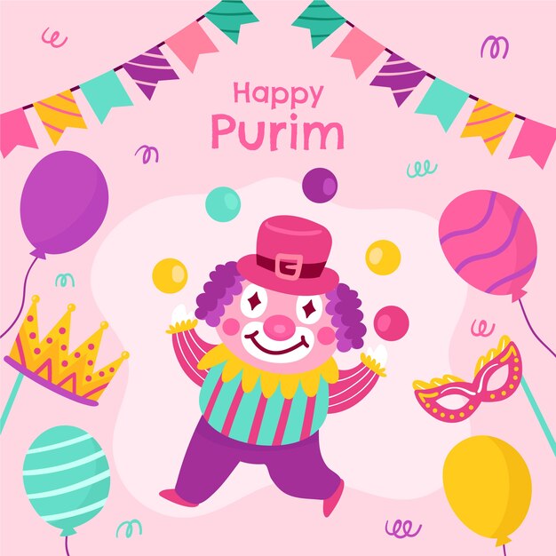 Flat purim illustration