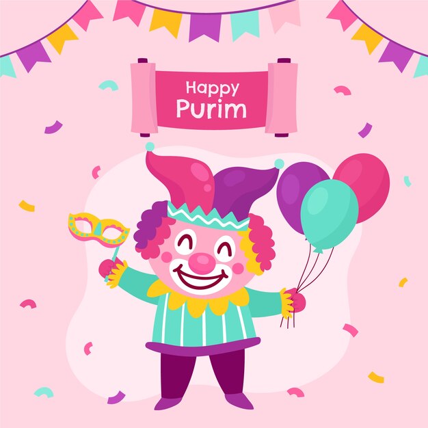 Flat purim illustration