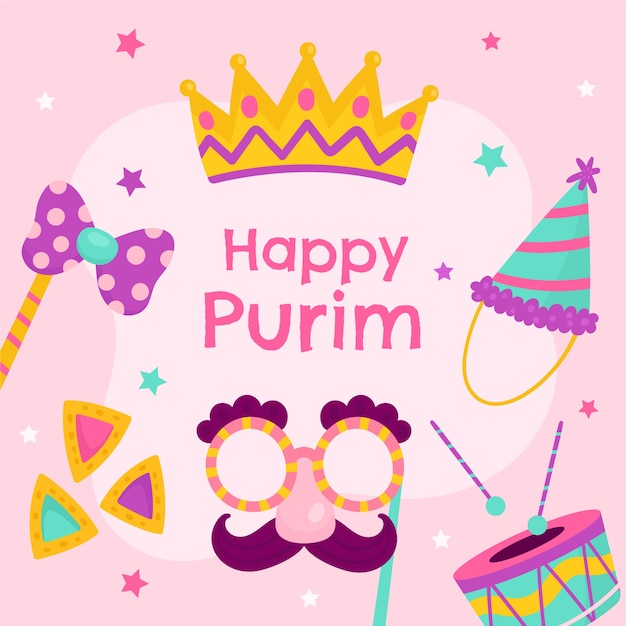 Flat purim illustration