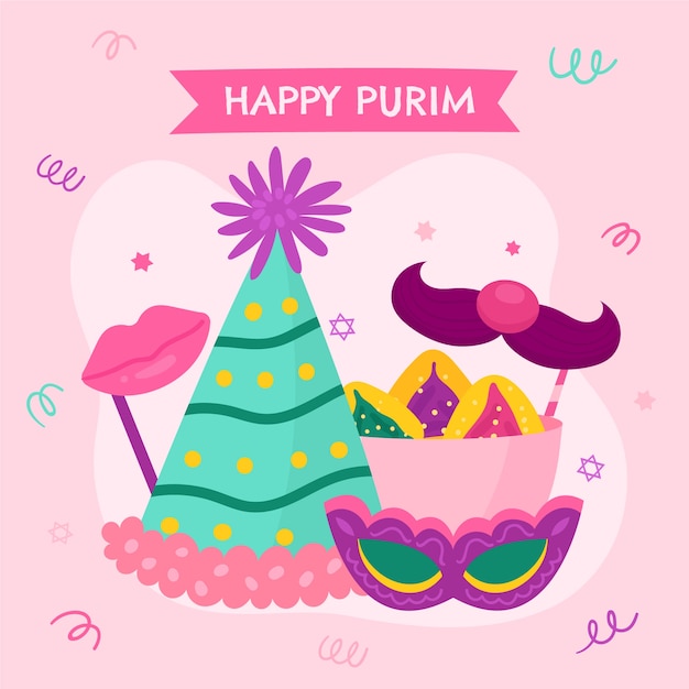 Flat purim illustration