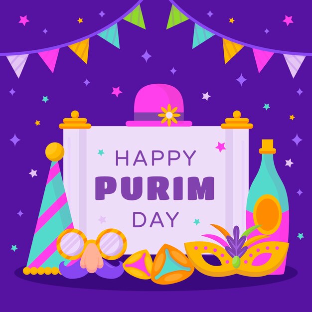 Flat purim illustration