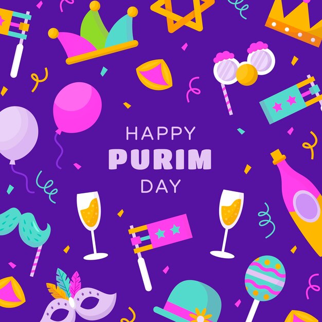 Flat purim illustration