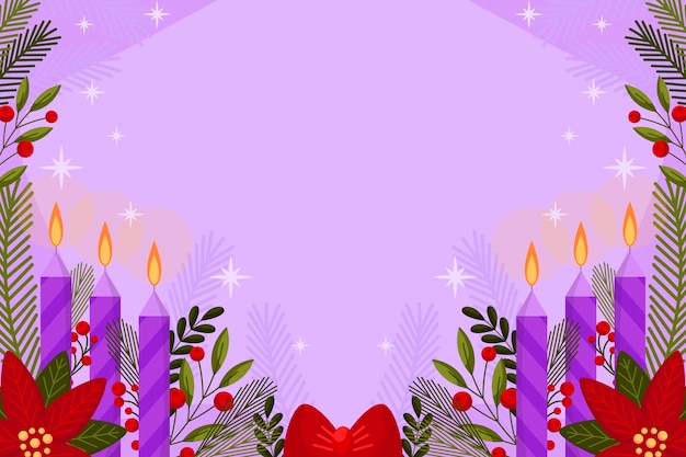 Flat purple candles advent background