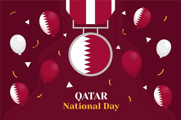 Free Vector flat qatar national day background