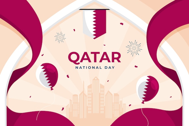 Free Vector flat qatar national day background