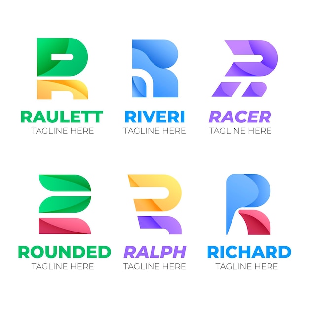 Free Vector flat r logo collection