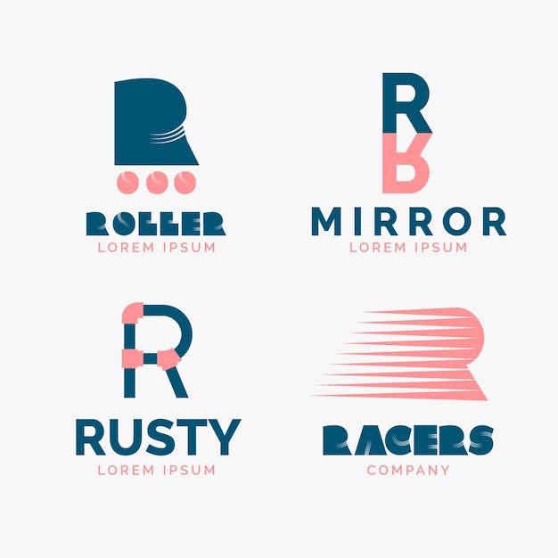 Free Vector flat r logo collection