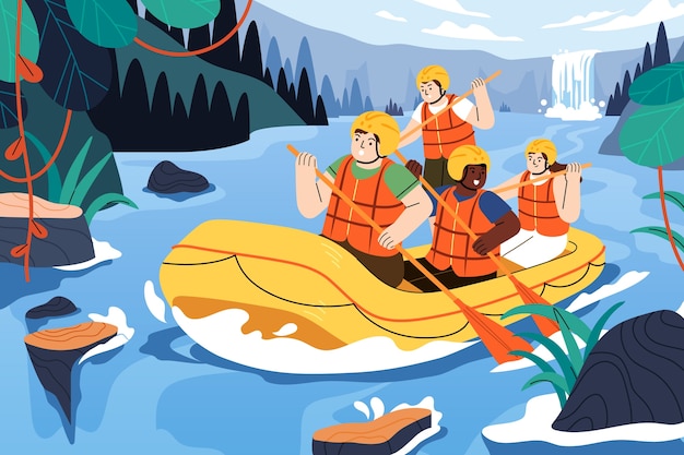 Flat rafting illustration