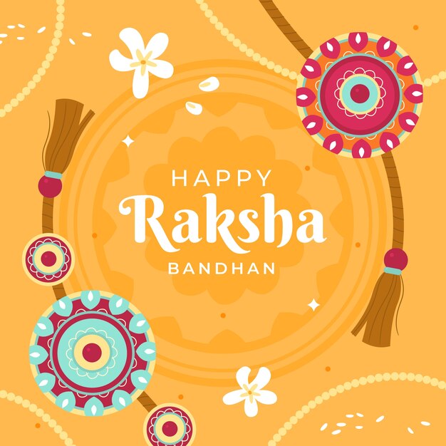 Flat raksha bandhan illustration with amulets