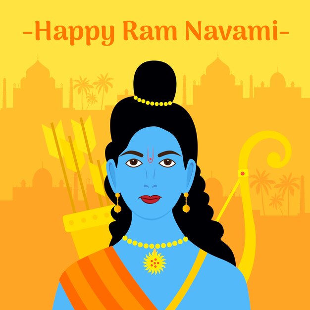 Flat ram navami background concept