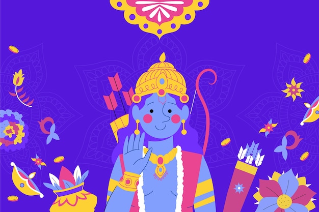 Free vector flat ram navami background