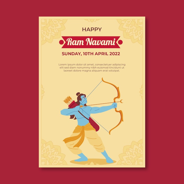 Free Vector flat ram navami greeting card template