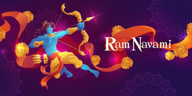 Flat ram navami horizontal banner