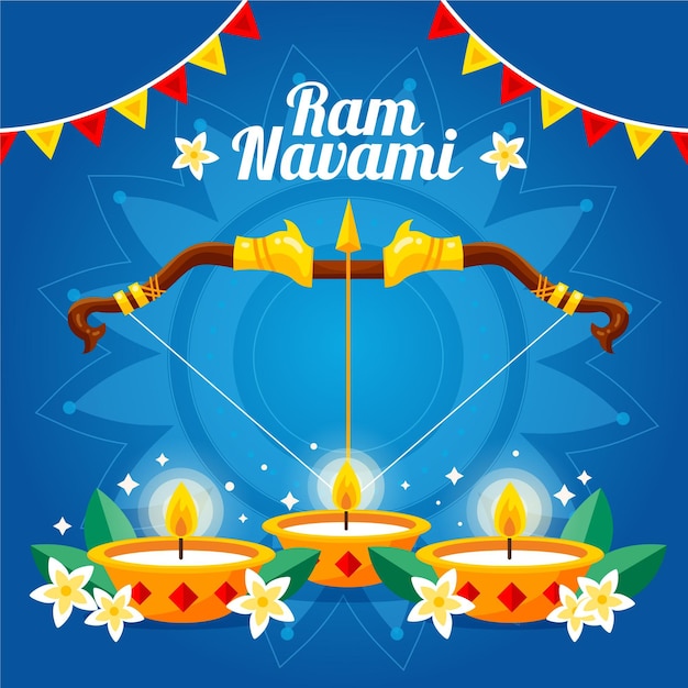 Flat ram navami illustration