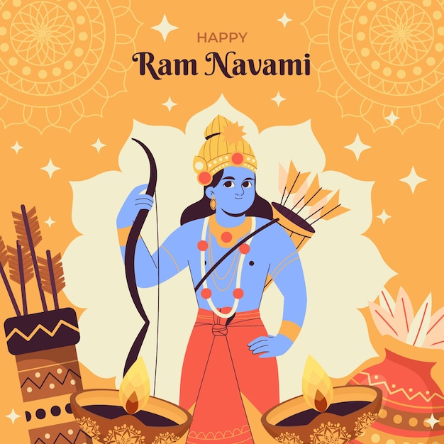 Free Vector flat ram navami illustration