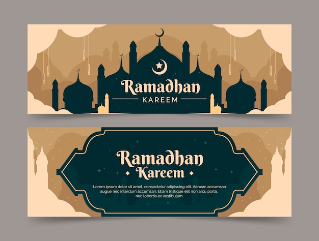 Flat ramadan banner