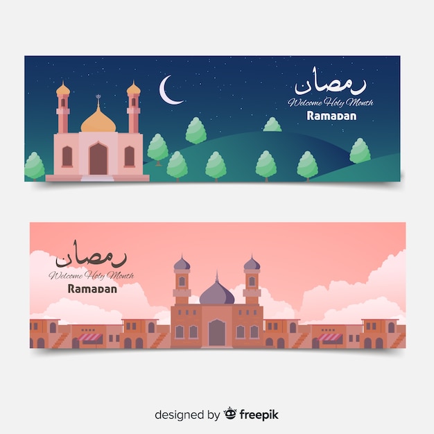 Free Vector flat ramadan banners