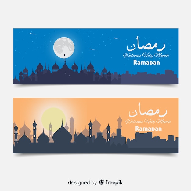 Flat ramadan banners