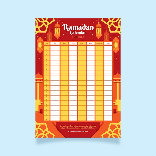 Flat ramadan calendar template