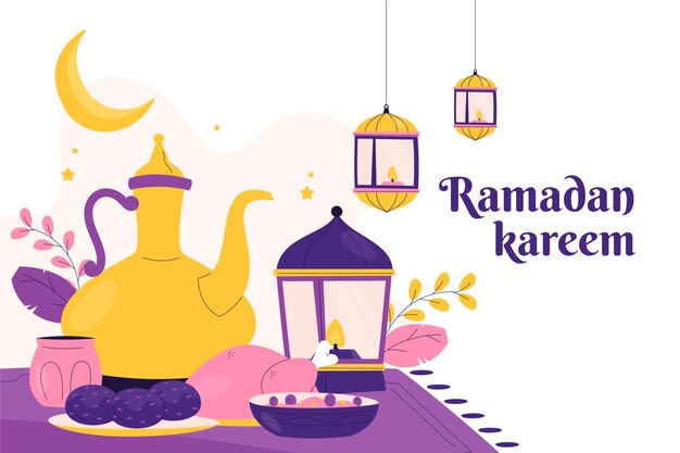 Flat ramadan celebration background