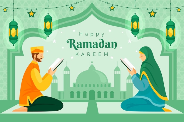 Flat ramadan celebration background