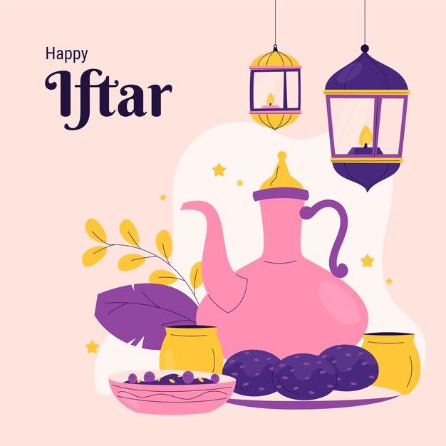 Flat ramadan celebration illustration