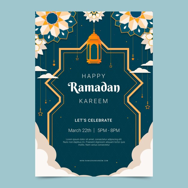 Flat ramadan celebration vertical poster template