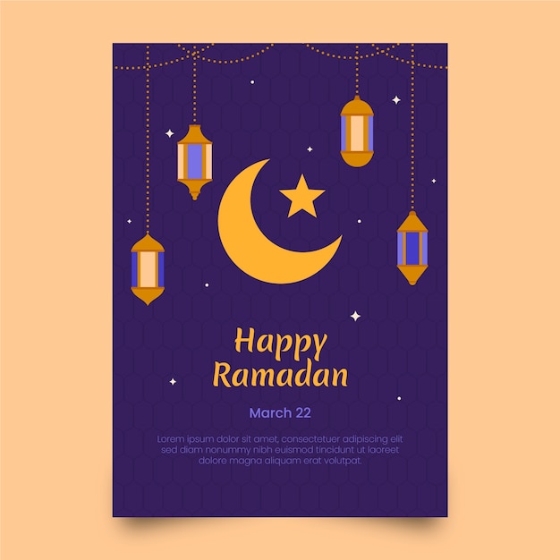 Free Vector flat ramadan celebration vertical poster template