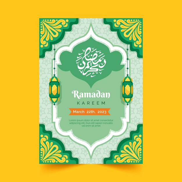 Flat ramadan celebration vertical poster template