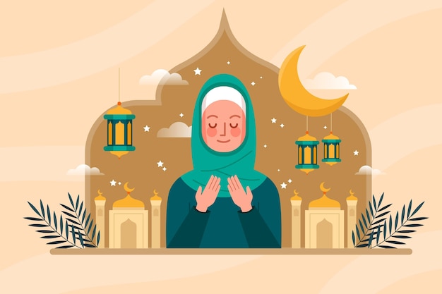 Flat ramadan concept illustration