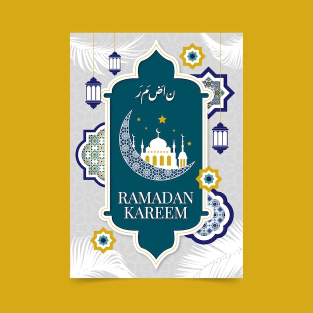 Free vector flat ramadan greeting card template