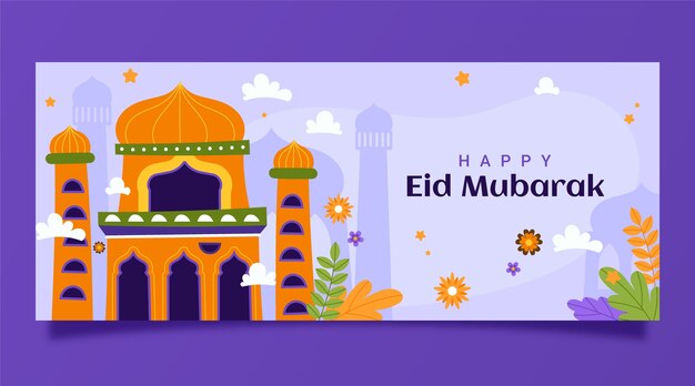 Flat ramadan horizontal banner template