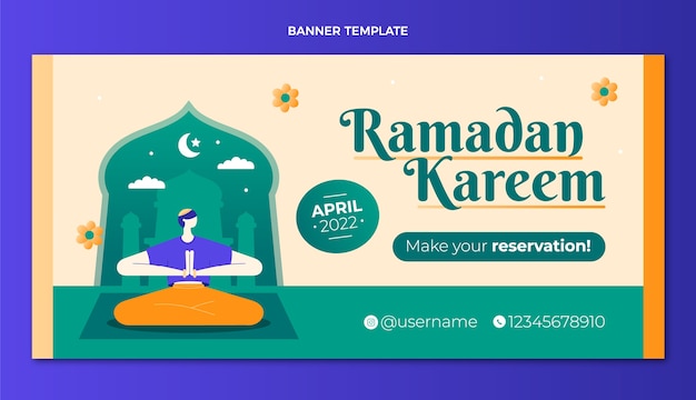 Free Vector flat ramadan horizontal banner template