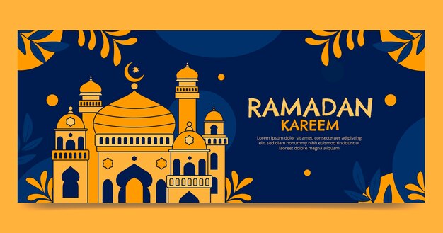 Flat ramadan horizontal banner template