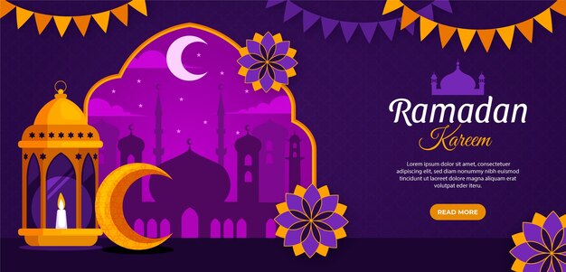 Flat ramadan horizontal banner template