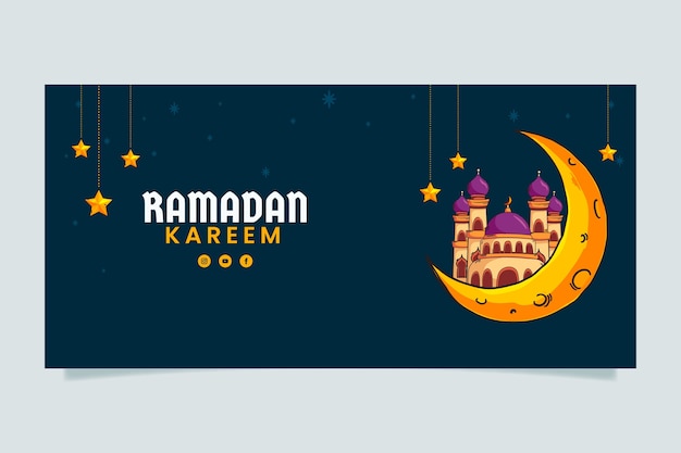 Flat ramadan horizontal banner template