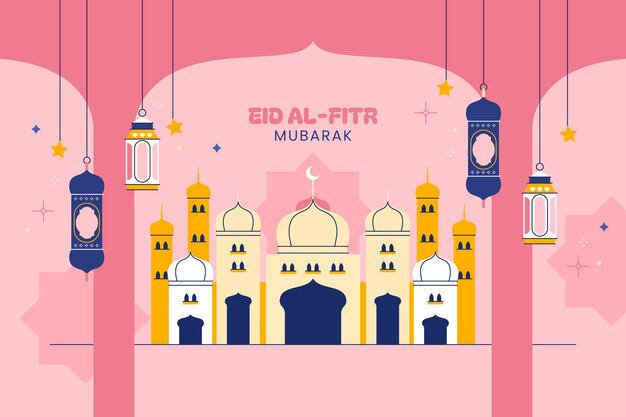 Free Vector flat ramadan illustration with arabic mosque