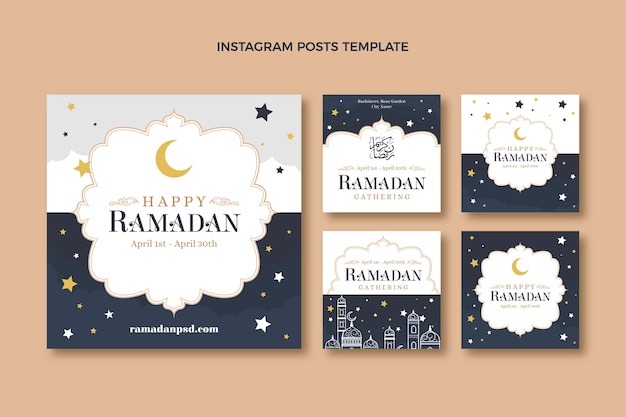 Free Vector flat ramadan instagram posts collection