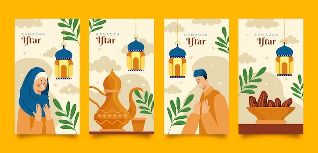 Flat ramadan instagram stories collection