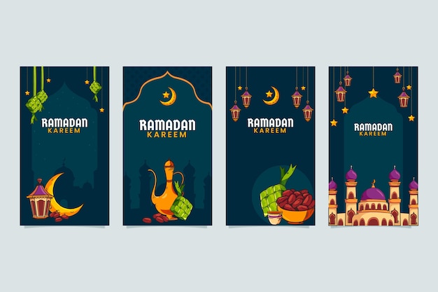 Flat ramadan instagram stories collection